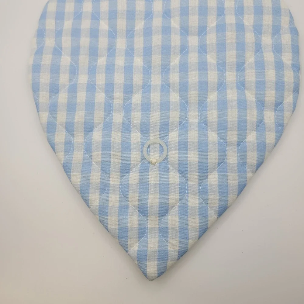Quilted Gingham Mouse Trivet Pot Holder Flat Handmade Kitchen Decor Blue Hanging
